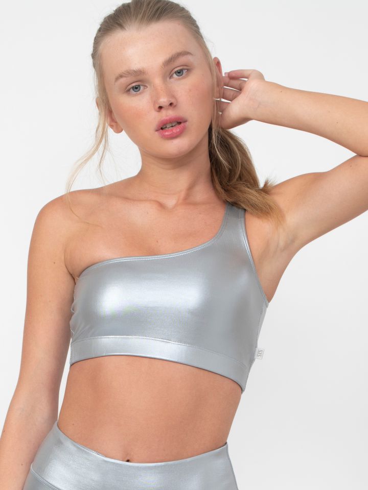 חזיית ספורט כתף אחת בצבע מטאלי