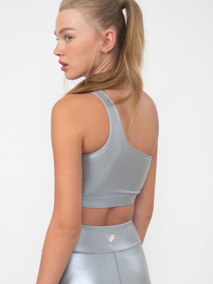 חזיית ספורט כתף אחת בצבע מטאלי