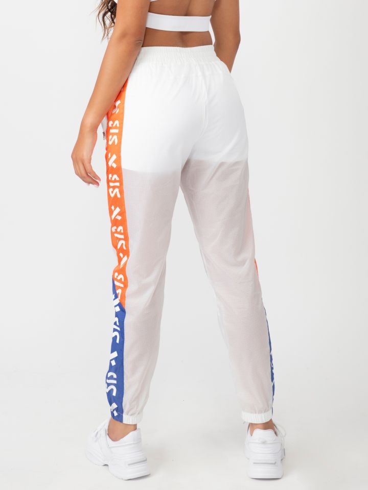 מכנס ניילון בשילוב פסי צד  צבעוניים