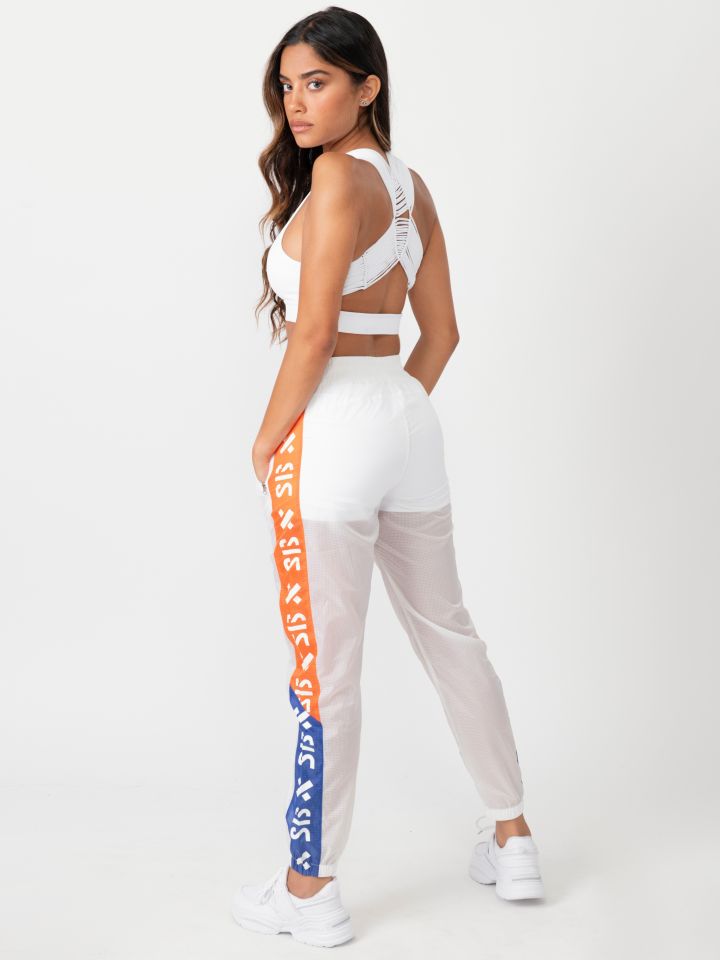 מכנס ניילון בשילוב פסי צד  צבעוניים