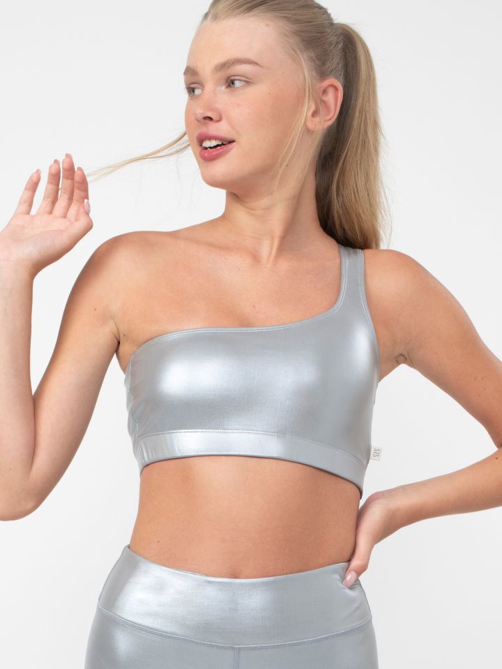 חזיית ספורט כתף אחת בצבע מטאלי