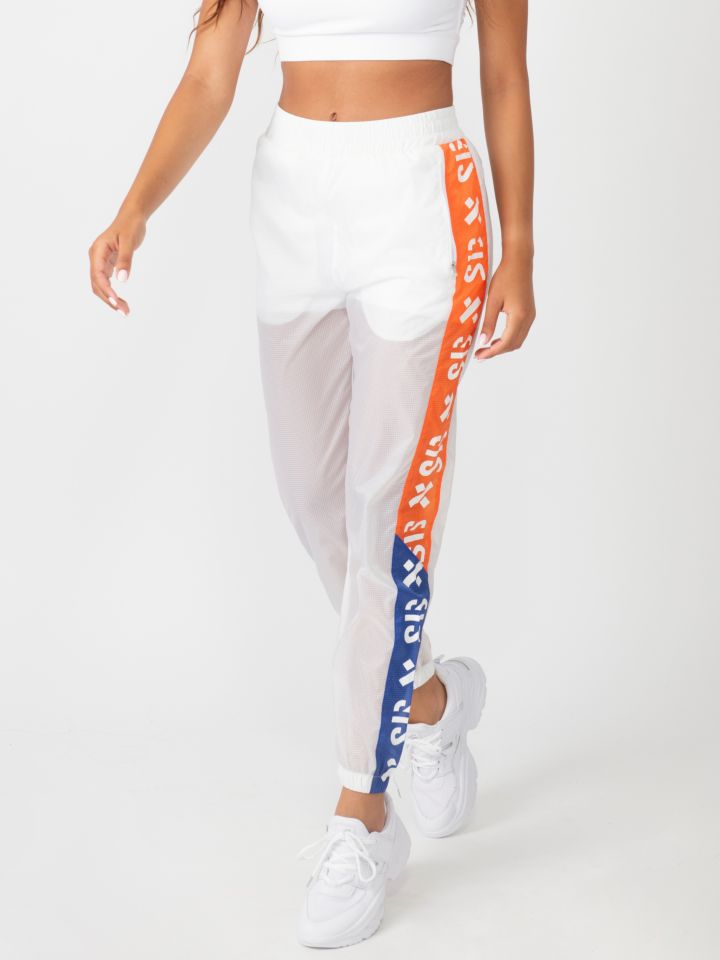 מכנס ניילון בשילוב פסי צד  צבעוניים