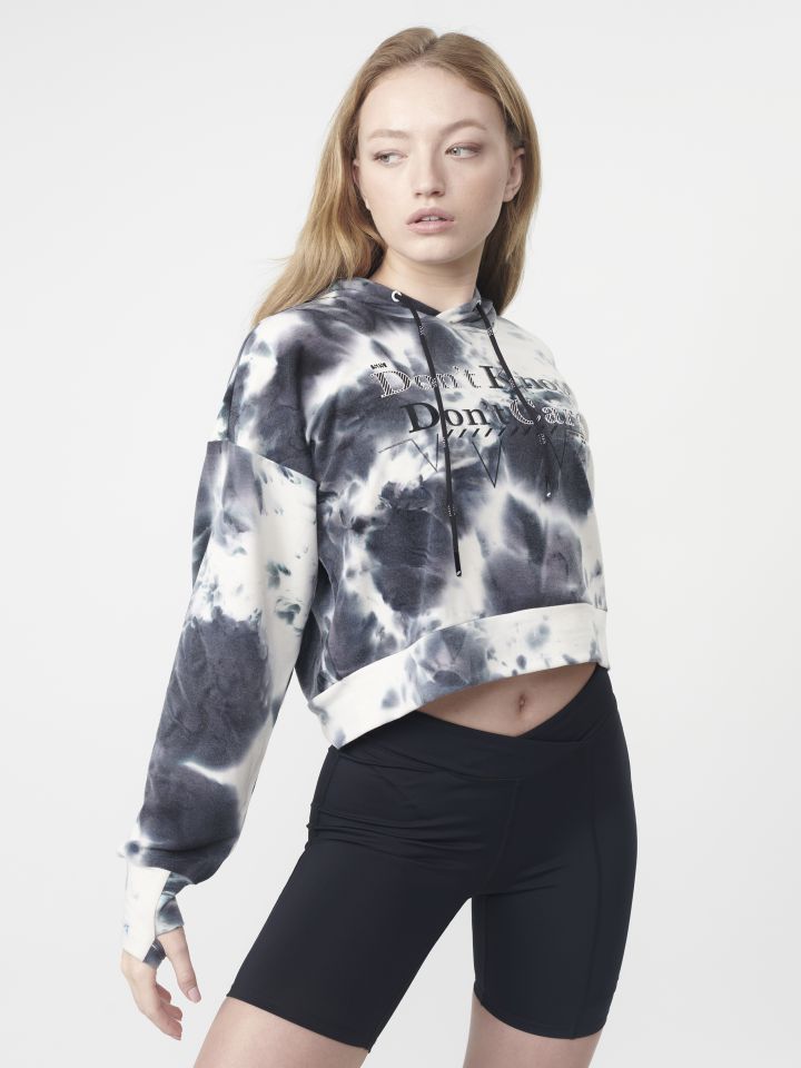 סווטשירט קפוצ`ון  CROPPED בטכניקת טאי דאי